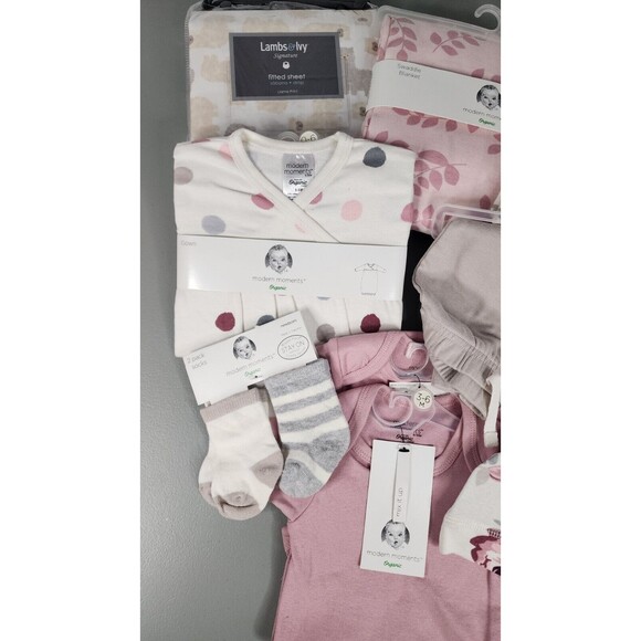Baby Girl Baby shower Gift Lot Bundle Swaddle Gown Modern Moments Organic NWT - Picture 3 of 14